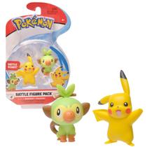 Figura de Ação Pokémon Espada e Escudo - Pikachu e Grookey - 2 Unidades