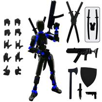 Figura de ação QAONIE 14 cm Preto+Azul com Conjunto de Armas Figura de ação QAONIE 14 cm Preto+Azul com Conjunto de Armas