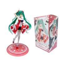 Figura De Anime Hatsune Miku Rosa E Verde Mini Personagem Ornamento Kawaii Decoração De Mesa Para