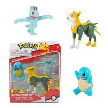 Figura de Batalha Pokémon - Squirtle Boltund e Machop - 3 Figuras - Sunny 2603