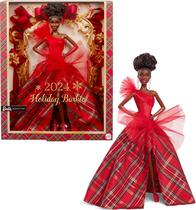 Figura de Boneca Barbie Feriado 2024 Cabelo Castanho Xadrez