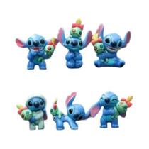 Figura De Cartoon Lilo & Stitch Modelo Fofo 6 Peças Miniso Anime Ornamento De Mesa Decoração De Bolo