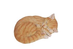 Figura de Gato Atigrado Naranja Dormido Acostado Hi-Line Gift Ltd