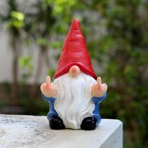 Figura de Gnomo con Dedo Medio 13 cm Decoración Exterior Traviesa Figura de Gnomo con Dedo Medio 13 cm Decoración Exterior Traviesa