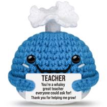 Figura de Juguete Ballena tejida a mano GwhyGifts, regalo para profesora, 11x6 cm Figura de Juguete Ballena tejida a mano GwhyGifts, regalo para profesora, 11x6 cm