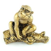 Figura de Macaco Dourado Feng Shui em Resina 10x5x8 cm