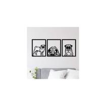 Figura de pintura decorativa Pug Dog em madeira MDF 35cm x 28cm