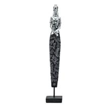 Figura de resina- africana prata- 37 cm