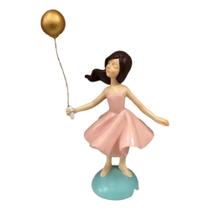 Figura decorativa boneca wollf com um balão 61511 resina