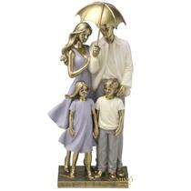 Figura decorativa família casal de filhos - 36cm