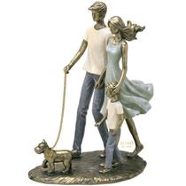 Figura decorativa família com pet - 25cm