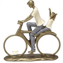FIGURA DECORATIVA PAI E FILHO BICICLETA - 24,5cm