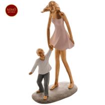 FIGURA DECORATIVA RESINA FAMÍLIA 14x7x27cm
