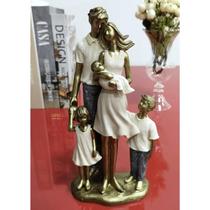 Figura Decorativa Resina Família - 25x12cm
