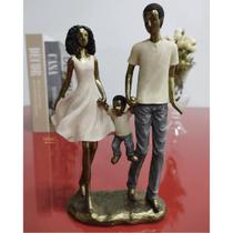Figura Decorativa Resina Família - 25x13cm