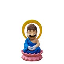 Figura: Estátua do Buda de Mario, modelo de PVC de 10 cm com flor de lótus Figura: Estátua do Buda de Mario, modelo de PVC de 10 cm com flor de lótus