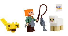 Figura LEGO Minecraft Alex com jaguatirica, ovelha e peixe +6 anos Figura LEGO Minecraft Alex com jaguatirica, ovelha e peixe +6 anos