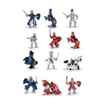 Figura Papo Mini Plus Knight com 12 figuras em recipiente plástico