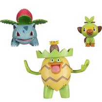 Figura Pokémon Batalha - Tipo Grama (Ludicolo, Ivysaur, Grookey) - Exclusivo Amazon