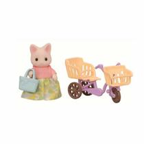Figura - Sylvanian Families - Passeio de Bicicleta - Mãe Gato Primavera - Epoch