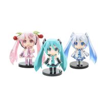 Figura Toy Hatsune Miku, 3 peças, coleção, PVC, 10 cm