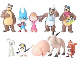 Figura Toy Masha And Bear, pacote com 10 (3-7 cm), PVC