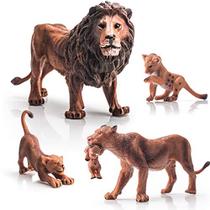 Figuras animais da vida selvagem Conjunto de 4 PCS Lion Model Figurines Festa favorece bolo Toppers Escola Projeto Desktop Decoração Brinquedos Cognitivos para 5 6 7 8 Anos Meninas Meninos Criança