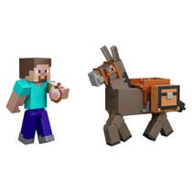 Figuras Articuladas Minecraft - Steve e Burro - Mojang - Mattel