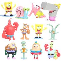 Figuras colecionáveis de Bob Esponja e Patrick - Conjunto com 12 peças