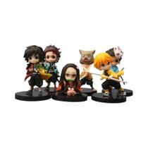 Figuras De Ação Anime Demon Slayer 6 Peças Nezuko Tanjirou Zenitsu Inosuke Kyoujurou Giyuu Brinquedo