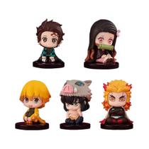 Figuras De Ação Do Anime Demon Slayer 5 Peças/Conjunto Versão Q Tanjiro Inosuke Zenitsu Modelo De