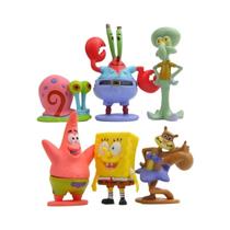 Figuras De Ação Kawaii Do Sponge Bob E Patrick Star, Conjunto De 6 Peças, Bonecos De PVC, Presente
