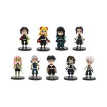 Figuras De Ação Tanjiro Nezuko Zenitsu Demon Slayer Anime Versão Q Modelo Em PVC