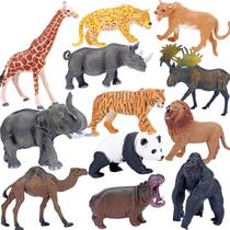 Figuras de Animais da Selva - Elefante, Girafa, Leão, Tigre e Gorila - 12 Peças Realistas para Crianças e Bebês