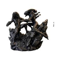 Figurinha Colecionável Dark Fantasy Caçador Alienígena VS Monstro Alienígena, Escultura Decorativa Figurinha Colecionável Dark Fantasy Caçador Alienígena VS Monstro Alienígena, Escultura Decorativa