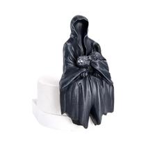 Figurinha De Resina Fantasma Sem Rosto Gótico Preta 1 Peça Decoração De Halloween Para Casa Mesa