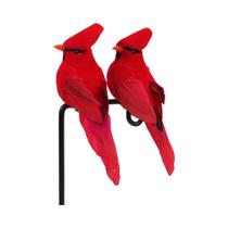 Figurinhas De Pássaros Com Penas Vermelhas 2pcs Decoração De Jardim E Árvores Decoração De Natal