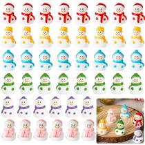 Figuritas de muñeco de nieve navideño JUNEBRUSHS mini de resina, 50 piezas