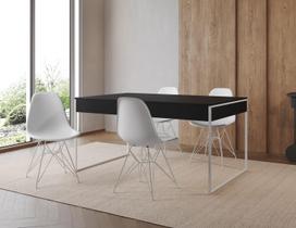 Filadelfia 120x75 Ferro Branco Tampo Preto Cadeira Ferro Branco Assento Branco Filadelfia 120x75 Ferro Branco Tampo Preto Cadeira Ferro Branco Assento Branco