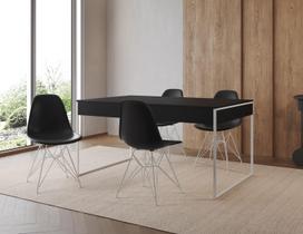 Filadelfia 120x75 Ferro Branco Tampo Preto Cadeira Ferro Branco Assento Preto Filadelfia 120x75 Ferro Branco Tampo Preto Cadeira Ferro Branco Assento Preto