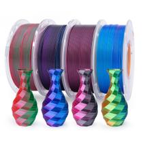 Filamento de impressora 3D ELEGOO Silk PLA 1,75 mm, pacote com 4, 250 g Filamento de impressora 3D ELEGOO Silk PLA 1,75 mm, pacote com 4, 250 g