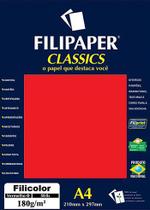 Filipaper Filicolor 180g/m² (50 folhas vermelho) A4 FP03414 - Filiperson