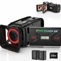 Filmadora 4K ULTRA HD WebCam Tela 3 Zoom 18x 64MPX Bateria + Cartão 32GB Wlfi