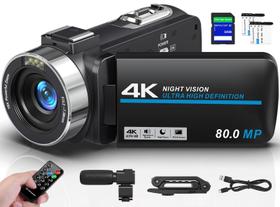 Filmadora Peryoua 4K 80MP Zoom 18x Visão Noturna