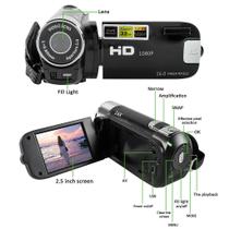 Filmadora Profissional Full HD 1080p 16x - Vermelha, com Suporte e 2 Bateria