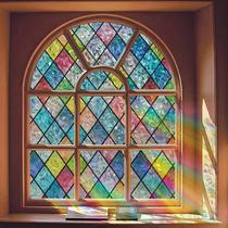 Filme de privacidade para janelas Bectosy Stained Glass 3D Rainbow 29,5x78,7