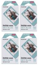 Filme Fujifilm Instax Mini Sky Blue - 4 Caixas com 10 Exposições Cada