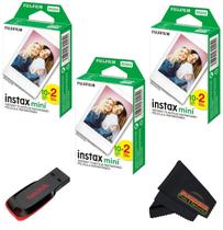 Filme instantâneo Fujifilm Instax Mini com 3 pacotes duplos e 32 GB USB
