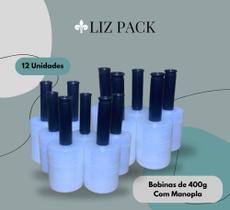 Filme Stretch, Kit 12 Bobinas de 10 cm com manopla. Uso facil, com 400 g, 400 metros. Filme Stretch, Kit 12 Bobinas de 10 cm com manopla. Uso facil, com 400 g, 400 metros.