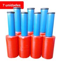 Filme Stretch Vermelho com Cabo 25 Micras 7X Bobinas 10cm para Viagens, Mudanças e Ecommerce